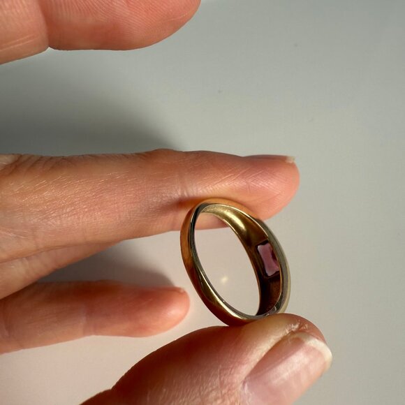 Luna Skye 14k Gold Emerald Cut Amethyst Dome Ring in US 7.5 Size - Picture 4 of 6